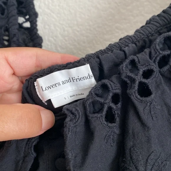 Lovers & Friends Black Dallas Eyelet Off The Shoulder Mini Dress Size s - Picture 3 of 9